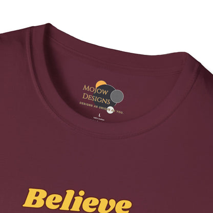 Believe & Achieve Motivational T-Shirt, Unisex Casual Tee, Perfect for Achievers, Gift for Graduations, Sports Events, or Daily Inspiration