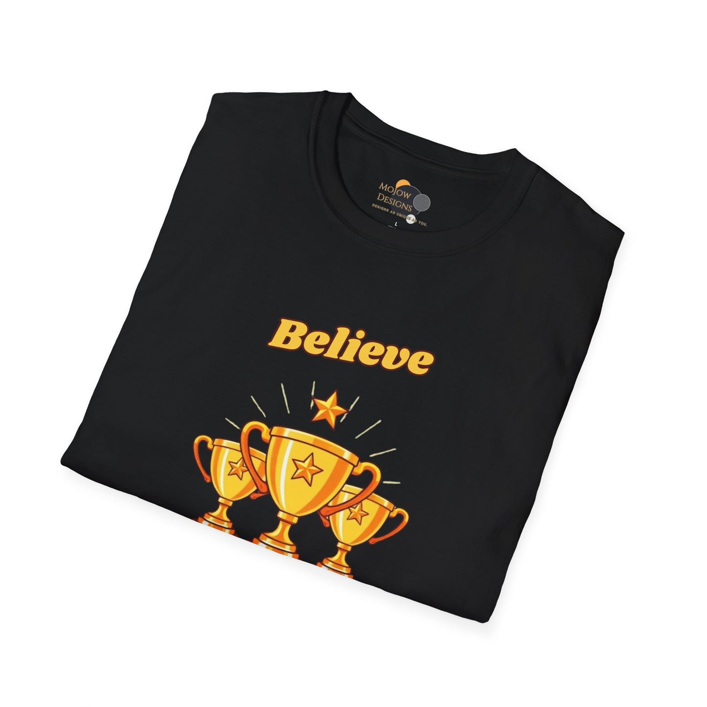 Believe & Achieve Motivational T-Shirt, Unisex Casual Tee, Perfect for Achievers, Gift for Graduations, Sports Events, or Daily Inspiration