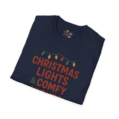 Christmas Lights & Comfy Nights T-Shirt — Cozy Holiday Graphic Tee