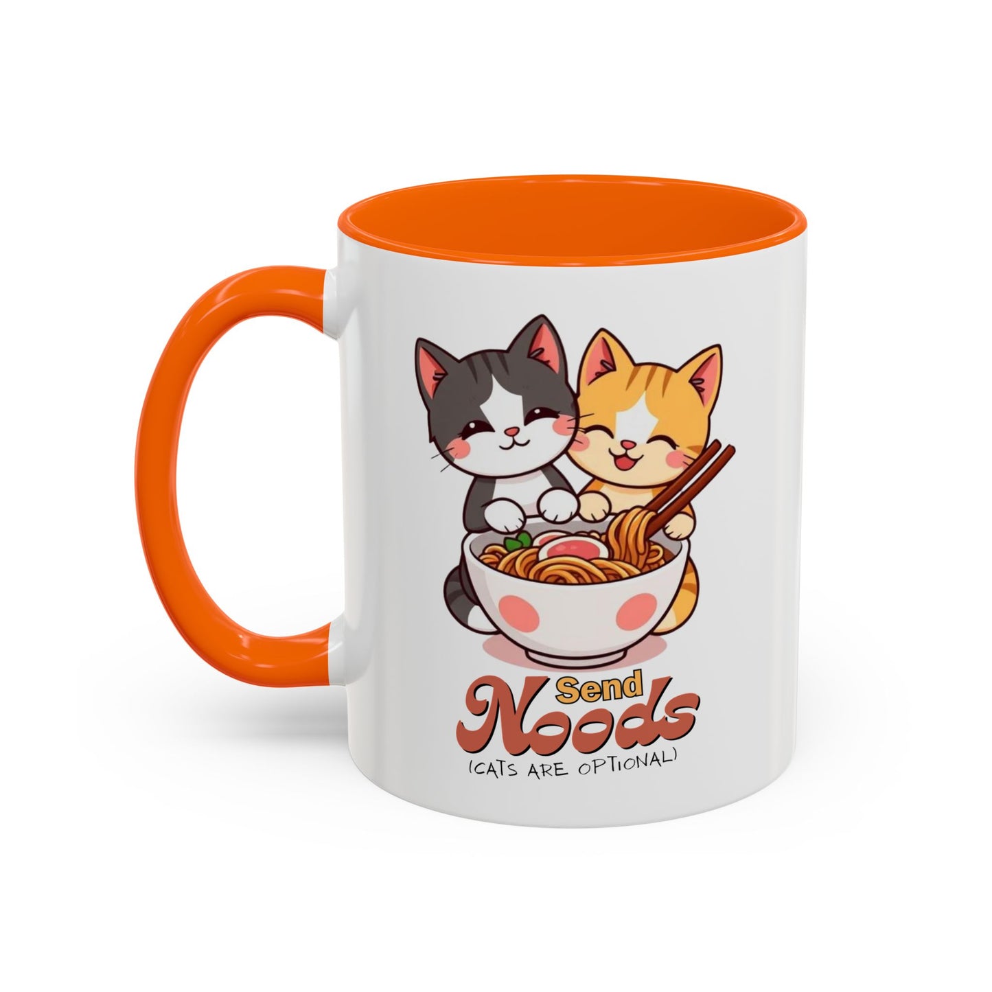 Cute Cat-Themed Coffee Mug, Send Noods Mug, Fun Gift for Cat Lovers, Unique Kitchen Decor, Perfect for Birthdays or Holidays
