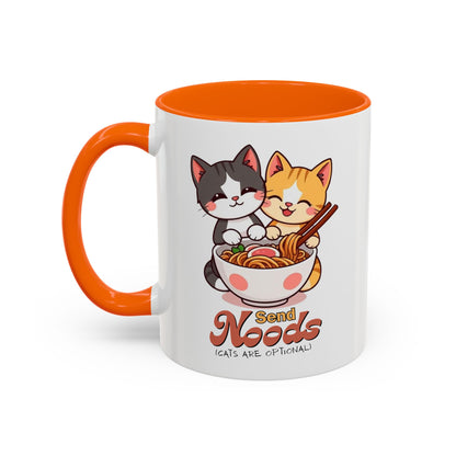 Cute Cat-Themed Coffee Mug, Send Noods Mug, Fun Gift for Cat Lovers, Unique Kitchen Decor, Perfect for Birthdays or Holidays
