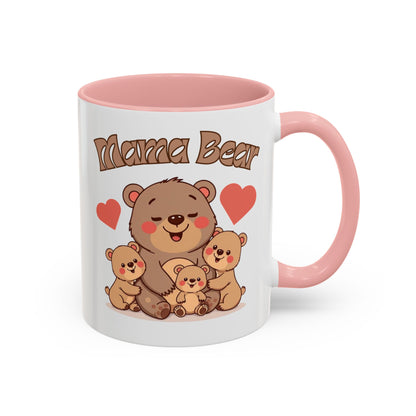 Mama Bear Accent Coffee Mug – Perfect Gift for Moms, Cute Bear Design, Tea or Coffee Lover, Mother’s Day, Birthday, Baby Shower