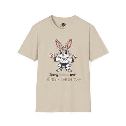 Every Bunny Was Kung-Fu Fighting T-Shirt, Unisex Martial Arts Tee, Funny Animal Shirt, Easter Apparel, Gift for Kids and Adults, Spring Time