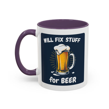Funny Fix Stuff Coffee Mug, Gift for Handyman, Beer Lover's Cup, Home Office Decor, Funny Gift for Dad, Birthday Gift Idea