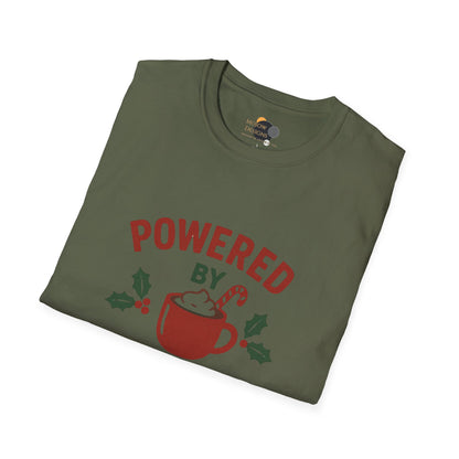 Holiday Hot Cocoa T-Shirt — "Powered by Hot Cocoa & Holiday Cheer" Christmas Tee