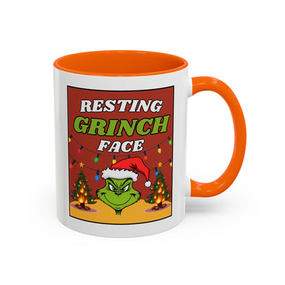 Resting Grinch Face Coffee Mug — Holiday Funny Christmas Mug