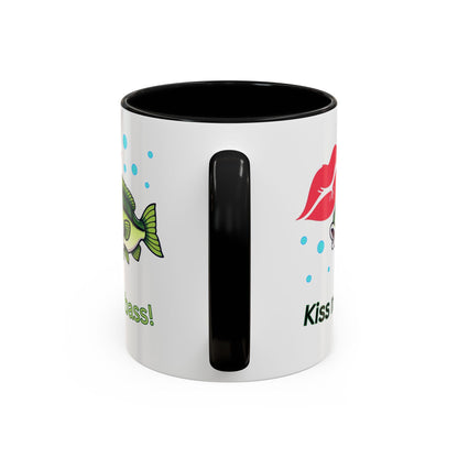 Funny Fishing Mug, Kiss My Bass Coffee Cup, Great for Anglers, Unique Gift for Dad, Humorous Fishing Lover Present, 11oz