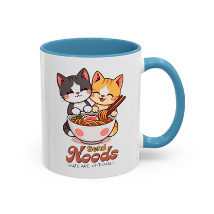 Cute Cat-Themed Coffee Mug, Send Noods Mug, Fun Gift for Cat Lovers, Unique Kitchen Decor, Perfect for Birthdays or Holidays