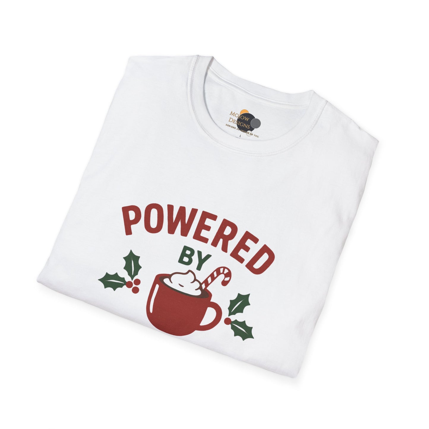 Holiday Hot Cocoa T-Shirt — "Powered by Hot Cocoa & Holiday Cheer" Christmas Tee