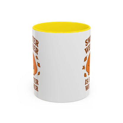 Cozy Fall Mug with Sweater Weather Design, Autumn Coffee Mug, Cute Gift for Pumpkin Spice Lovers, Hot Chocolate, Thanksgiving, Fall Decor