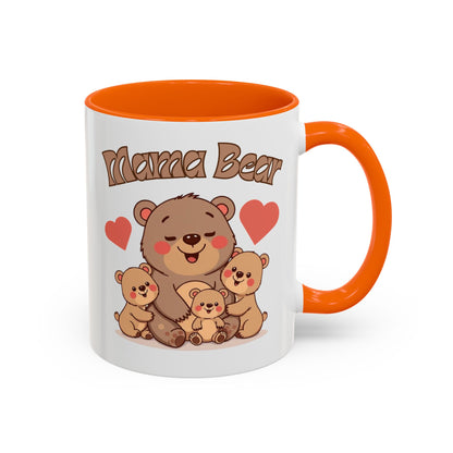 Mama Bear Accent Coffee Mug – Perfect Gift for Moms, Cute Bear Design, Tea or Coffee Lover, Mother’s Day, Birthday, Baby Shower