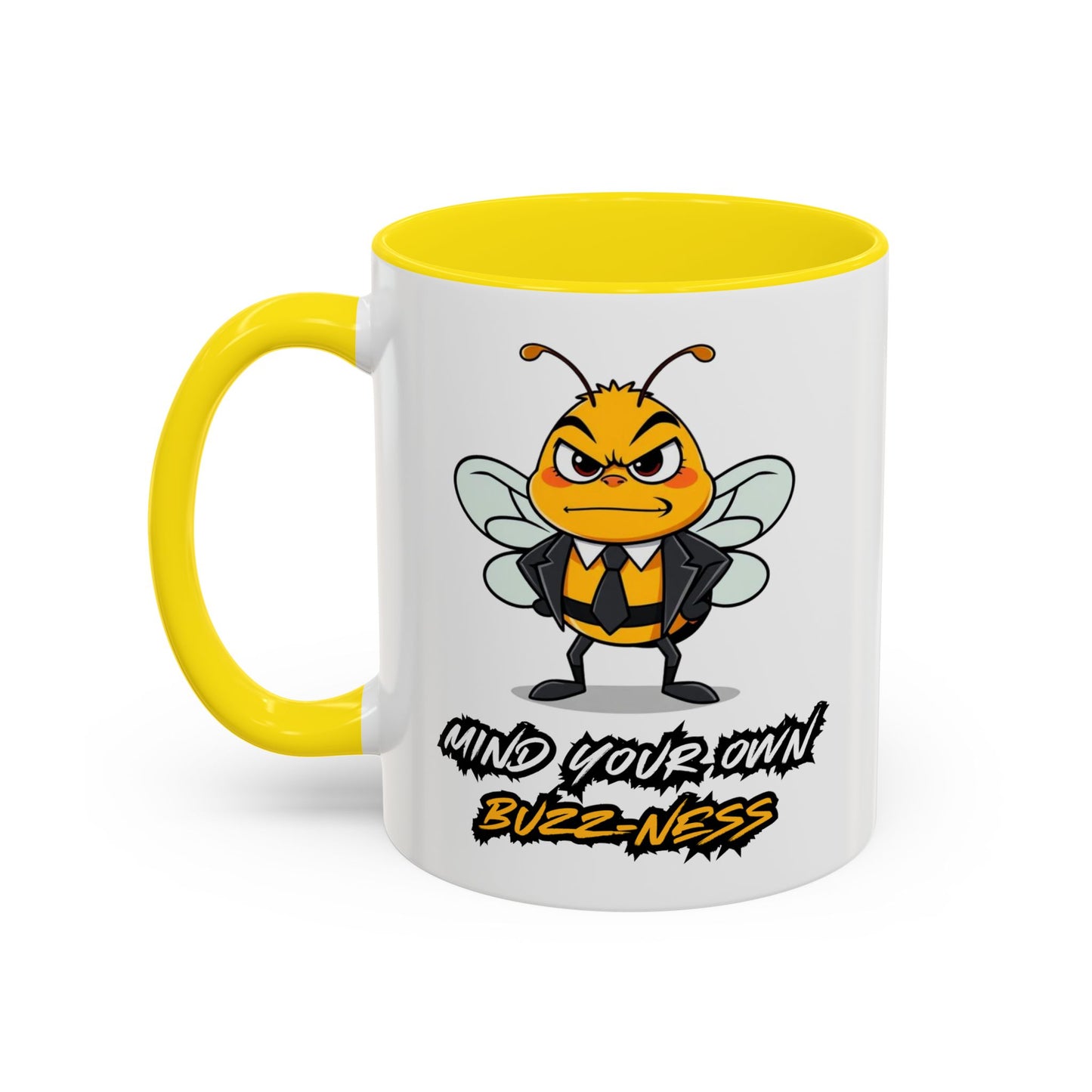 Mind Your Own Buzz-ness Accent Coffee Mug | Funny Bee Gift for Coffee Lovers, Bee Lover Mug, Humorous Kitchen Decor, Perfect for Gifts, Spring Time