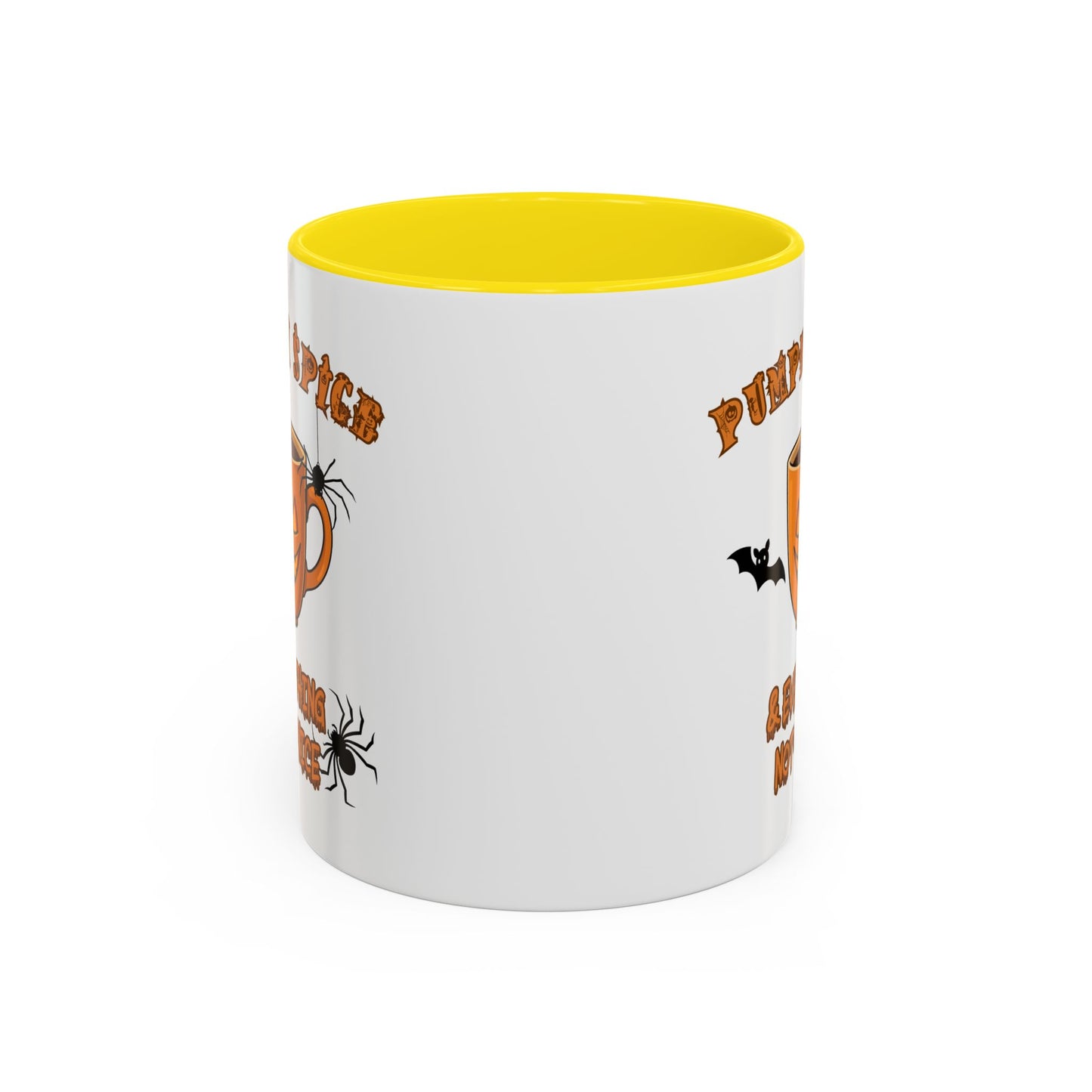 Halloween Pumpkin Spice Coffee Mug, Spooky Gift for Fall, Black Handle, Autumn Decor, Seasonal Coffee Cup