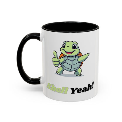 Cheerful Coffee Mug, Shell Yeah! Turtle Mug, Fun Gift for Kids, Cute Kitchen Decor, Positive Vibe Cup, Animal Lover Gift