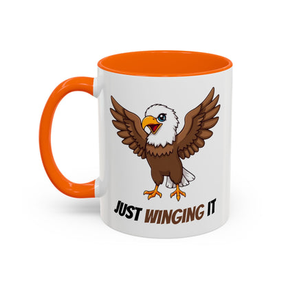 Just Winging It Coffee Mug - Fun Eagle Design, Motivational Mug, Perfect for Gifts, Coffee Lovers, Home Office, Quirky Drinkware