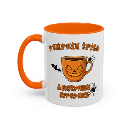 Halloween Pumpkin Spice Coffee Mug, Spooky Gift for Fall, Black Handle, Autumn Decor, Seasonal Coffee Cup