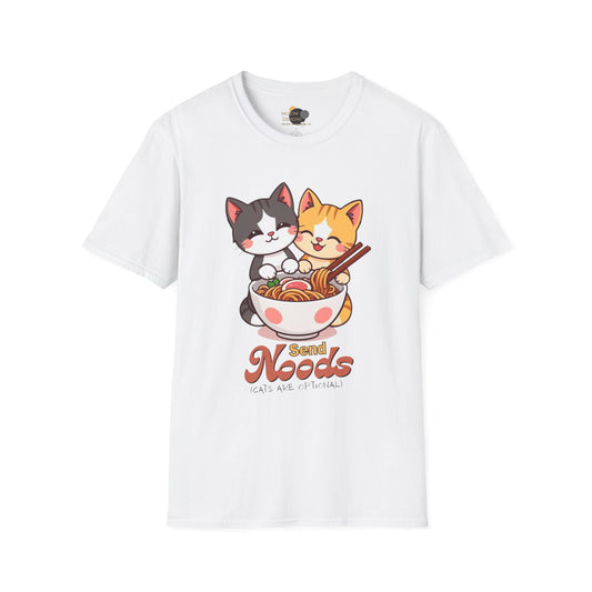 Cute Cat Noodle Lovers Unisex Softstyle T-Shirt, Pet Lover Gift, Casual Top, Fun Gift for Foodies, Anime Inspired Tee