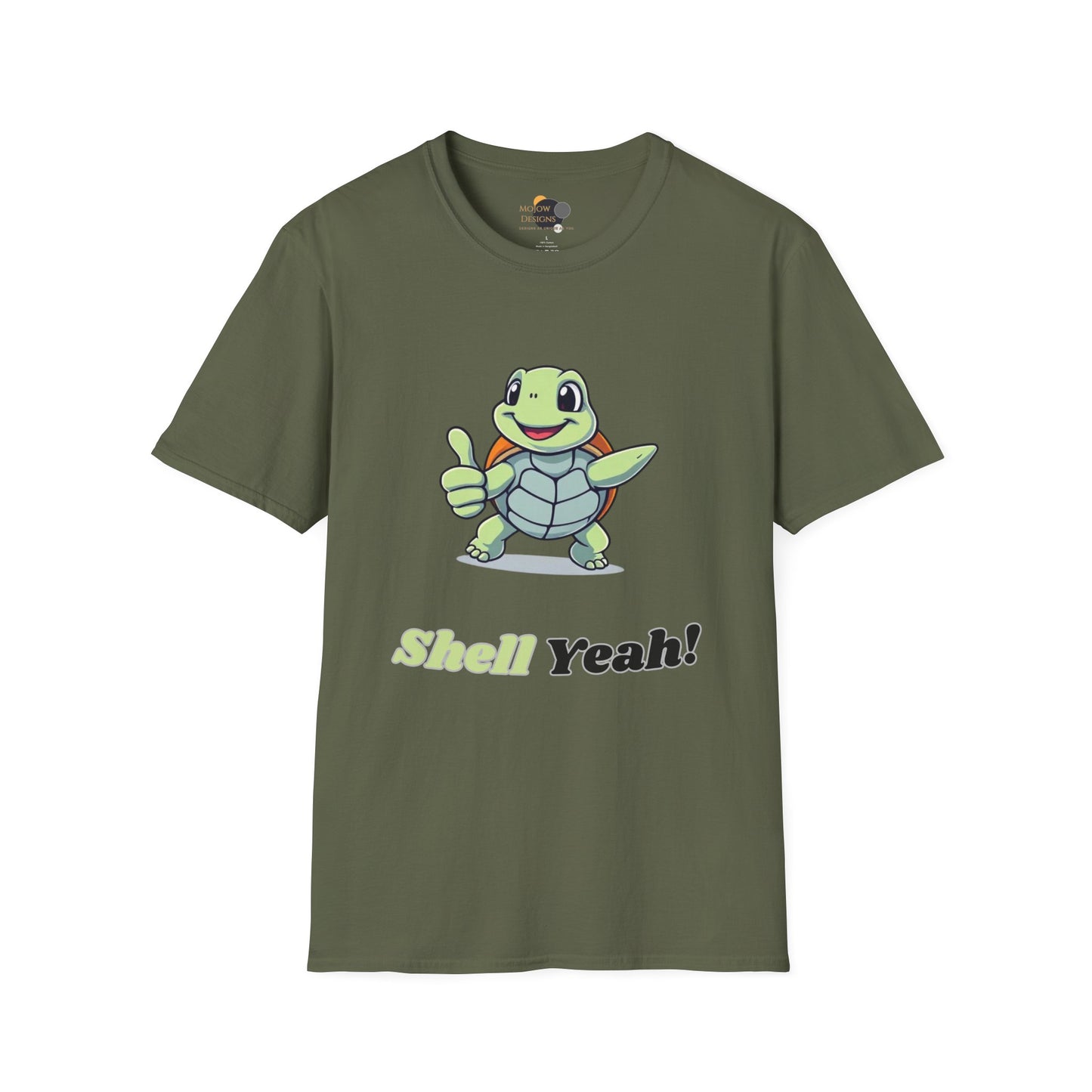 Shell Yeah! Unisex Softstyle T-Shirt, Cute Turtle Tee, Animal Lover Apparel, Gift for Kids and Adults, Fun Summer Shirt, Cartoon Graphic Tee