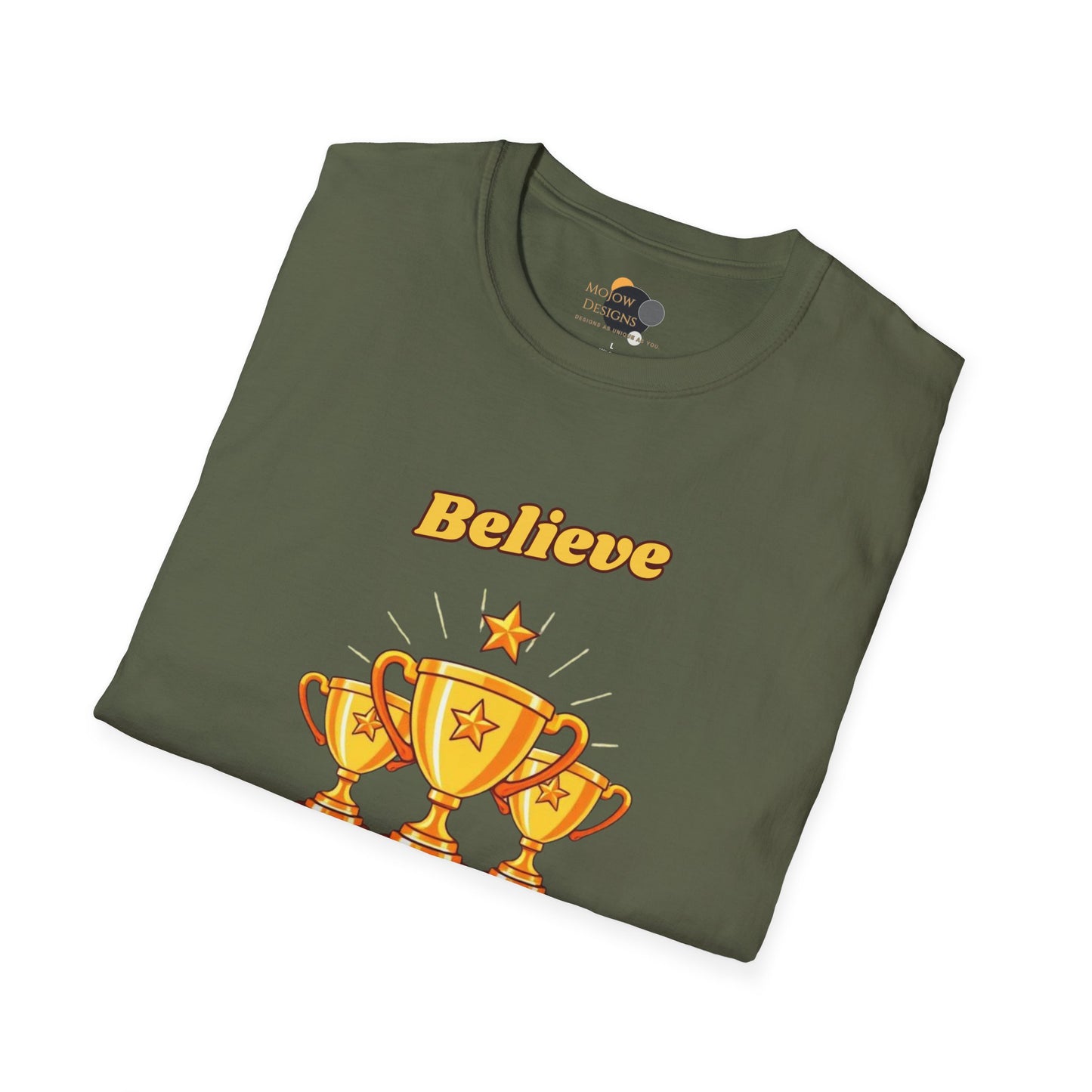Believe & Achieve Motivational T-Shirt, Unisex Casual Tee, Perfect for Achievers, Gift for Graduations, Sports Events, or Daily Inspiration
