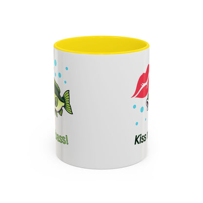 Funny Fishing Mug, Kiss My Bass Coffee Cup, Great for Anglers, Unique Gift for Dad, Humorous Fishing Lover Present, 11oz