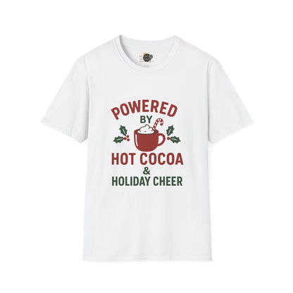 Holiday Hot Cocoa T-Shirt — "Powered by Hot Cocoa & Holiday Cheer" Christmas Tee