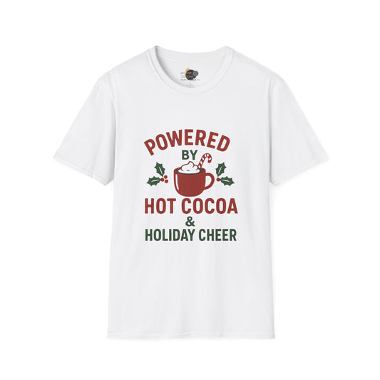 Holiday Hot Cocoa T-Shirt — "Powered by Hot Cocoa & Holiday Cheer" Christmas Tee
