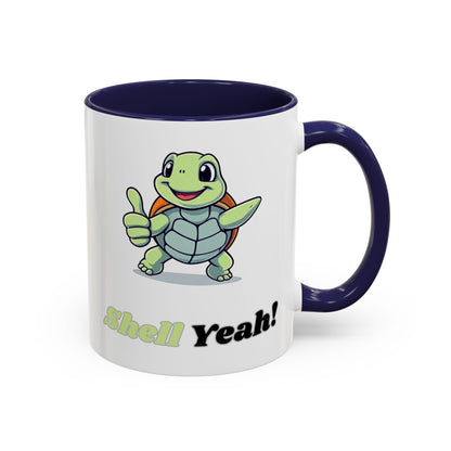 Cheerful Coffee Mug, Shell Yeah! Turtle Mug, Fun Gift for Kids, Cute Kitchen Decor, Positive Vibe Cup, Animal Lover Gift