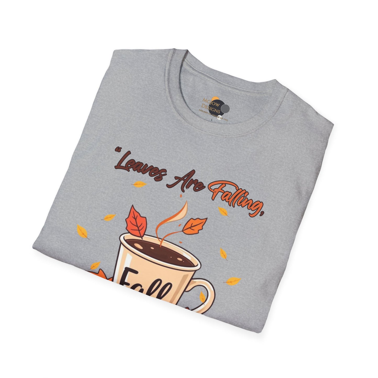 Fall-themed Unisex Softstyle T-Shirt, Cozy Autumn Top, Gift for Coffee Lovers, Seasonal Apparel, Perfect for Thanksgiving