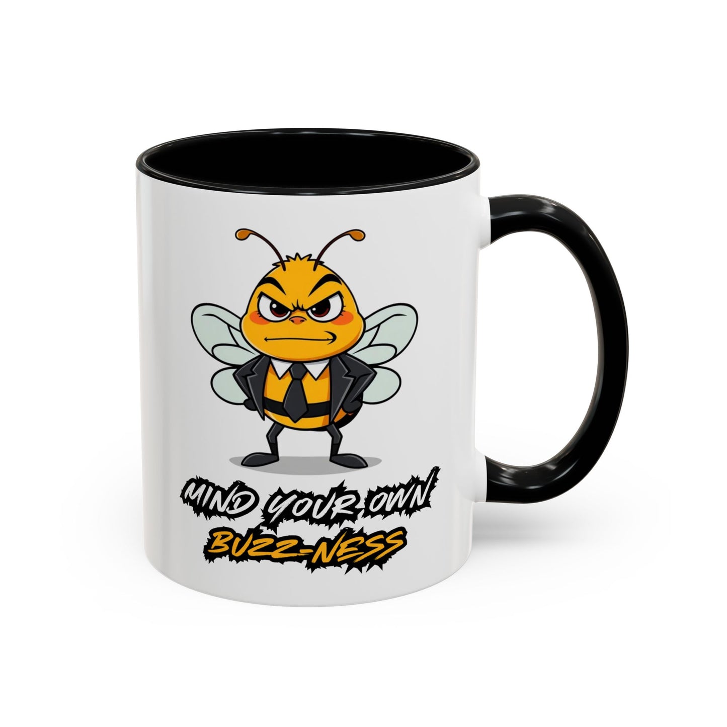 Mind Your Own Buzz-ness Accent Coffee Mug | Funny Bee Gift for Coffee Lovers, Bee Lover Mug, Humorous Kitchen Decor, Perfect for Gifts, Spring Time