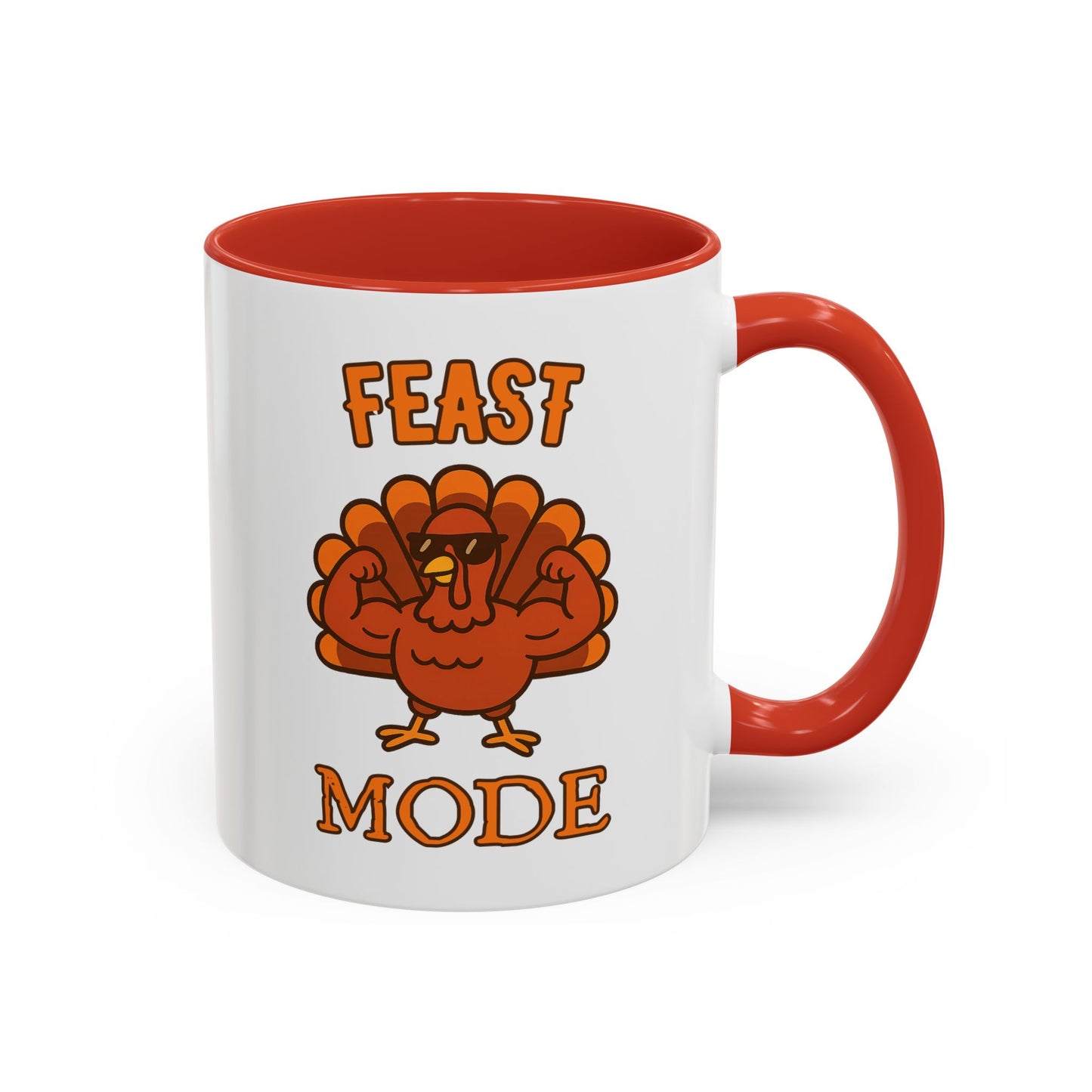 Thanksgiving Feast Mode Coffee Mug, Fun Turkey Mug, Holiday Coffee Cup, Unique Gift for Food Lovers, Fall Celebration Drinkware