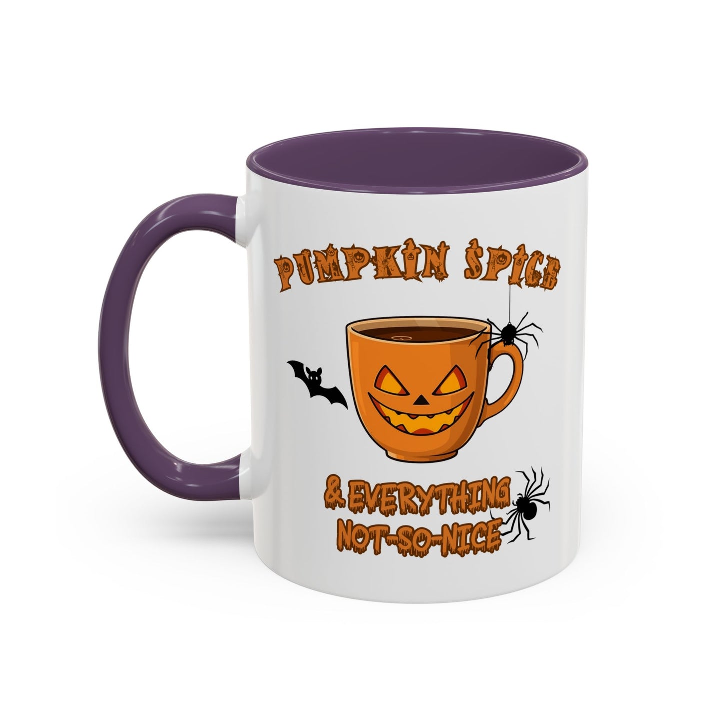 Halloween Pumpkin Spice Coffee Mug, Spooky Gift for Fall, Black Handle, Autumn Decor, Seasonal Coffee Cup