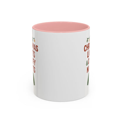 Christmas Lights & Comfy Nights Accent Coffee Mug — Holiday Cozy Sweater Tea Cup
