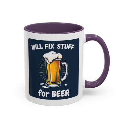 Funny Fix Stuff Coffee Mug, Gift for Handyman, Beer Lover's Cup, Home Office Decor, Funny Gift for Dad, Birthday Gift Idea