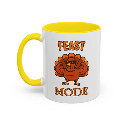 Thanksgiving Feast Mode Coffee Mug, Fun Turkey Mug, Holiday Coffee Cup, Unique Gift for Food Lovers, Fall Celebration Drinkware