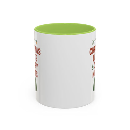 Christmas Lights & Comfy Nights Accent Coffee Mug — Holiday Cozy Sweater Tea Cup