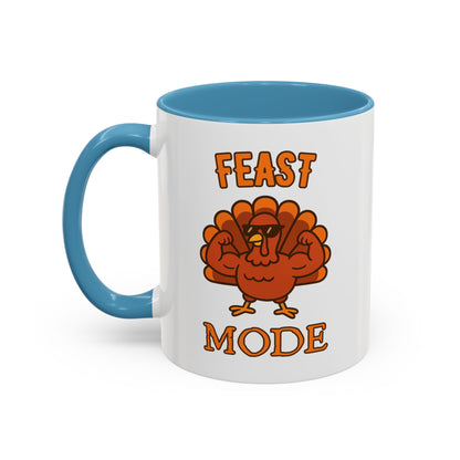 Thanksgiving Feast Mode Coffee Mug, Fun Turkey Mug, Holiday Coffee Cup, Unique Gift for Food Lovers, Fall Celebration Drinkware