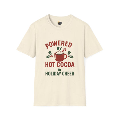 Holiday Hot Cocoa T-Shirt — "Powered by Hot Cocoa & Holiday Cheer" Christmas Tee