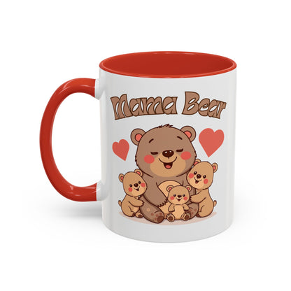 Mama Bear Accent Coffee Mug – Perfect Gift for Moms, Cute Bear Design, Tea or Coffee Lover, Mother’s Day, Birthday, Baby Shower