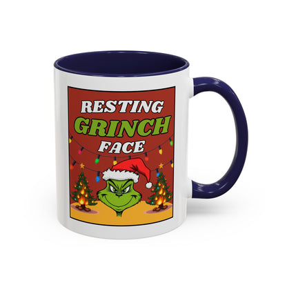 Resting Grinch Face Coffee Mug — Holiday Funny Christmas Mug