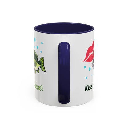 Funny Fishing Mug, Kiss My Bass Coffee Cup, Great for Anglers, Unique Gift for Dad, Humorous Fishing Lover Present, 11oz