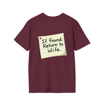 Return To Wife T-Shirt, Funny Husband Shirt, Gift for Him, Humor Apparel, Quirky Tee, Anniversary Present, Casual Wear
