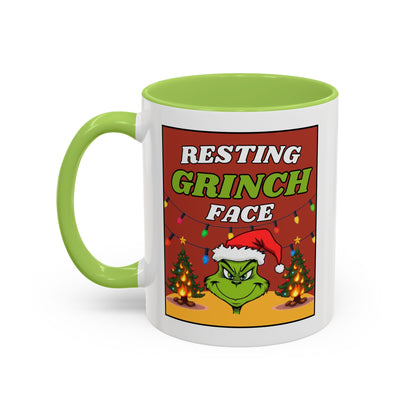 Resting Grinch Face Coffee Mug — Holiday Funny Christmas Mug
