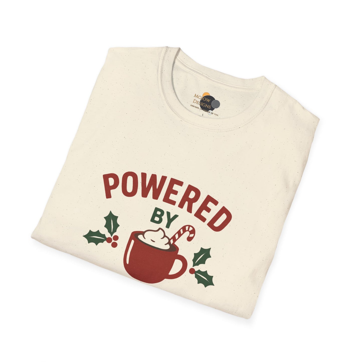 Holiday Hot Cocoa T-Shirt — "Powered by Hot Cocoa & Holiday Cheer" Christmas Tee