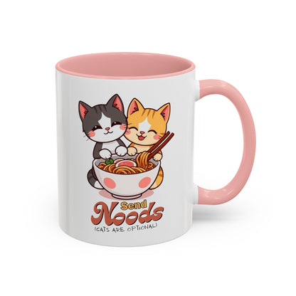 Cute Cat-Themed Coffee Mug, Send Noods Mug, Fun Gift for Cat Lovers, Unique Kitchen Decor, Perfect for Birthdays or Holidays