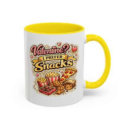 Valentine? I Prefer Snacks Coffee Mug — Funny Food Lover Gift