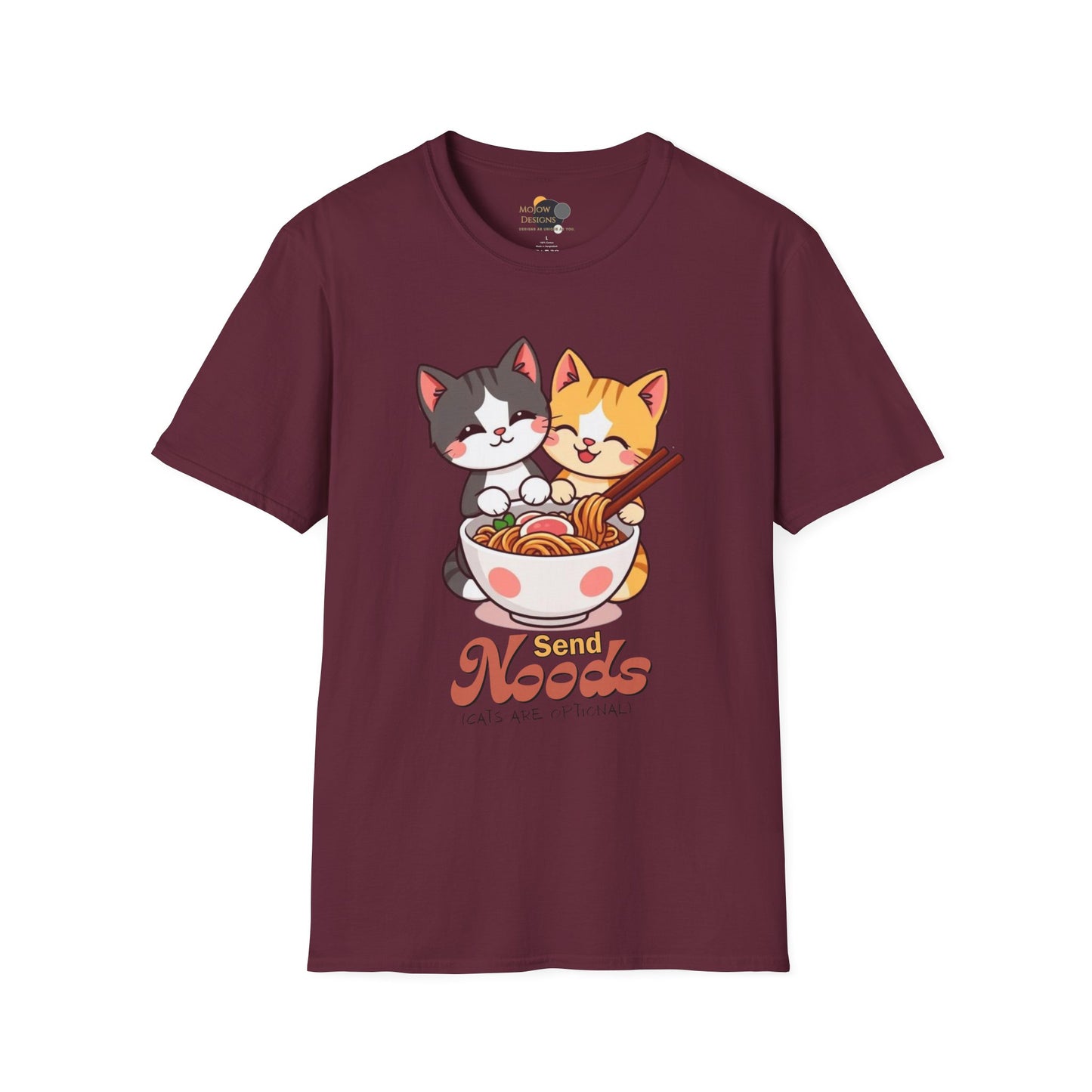 Cute Cat Noodle Lovers Unisex Softstyle T-Shirt, Pet Lover Gift, Casual Top, Fun Gift for Foodies, Anime Inspired Tee
