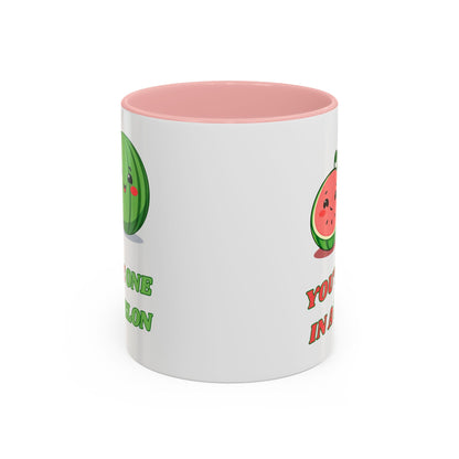 Cute Watermelon Coffee Mug - You're One in a Melon, Gift for Fruit Lovers, Summer Vibes, Inspirational Mug, Kitchen Decor