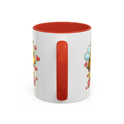 Bee Mine Accent Coffee Mug — Cute Valentine Bee Design