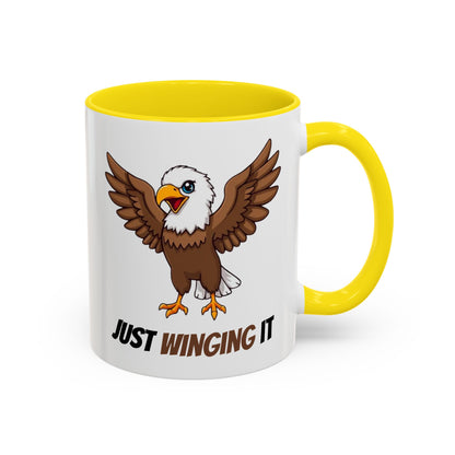 Just Winging It Coffee Mug - Fun Eagle Design, Motivational Mug, Perfect for Gifts, Coffee Lovers, Home Office, Quirky Drinkware