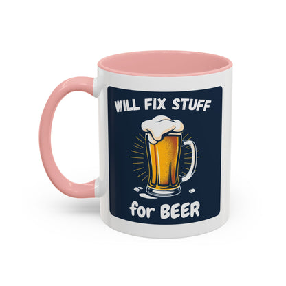 Funny Fix Stuff Coffee Mug, Gift for Handyman, Beer Lover's Cup, Home Office Decor, Funny Gift for Dad, Birthday Gift Idea